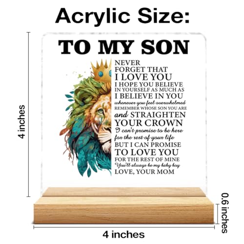 Son Gifts From Mom Acrylic Sign Decor with Wooden Stand - Son Variation