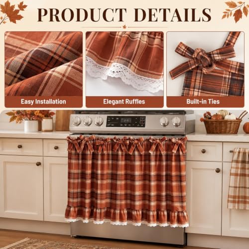 Fall Plaid Oven Skirt for Stove Cover - Farmhouse Kitchen Decor
