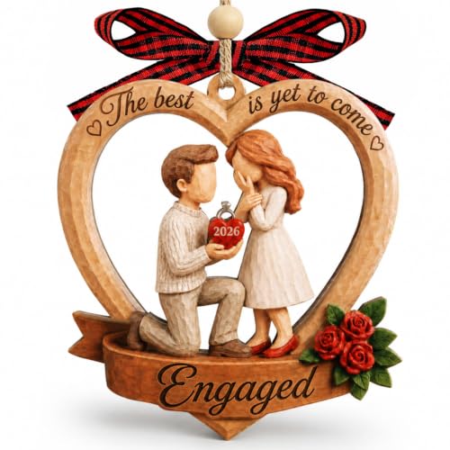 Just Engaged 2026 Flat Engagement Ornament - Romantic Couple Keepsake