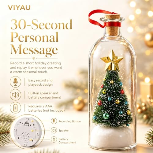 Recordable Christmas Tree Message in a Bottle - Personalized Holiday Ornament (1pc)