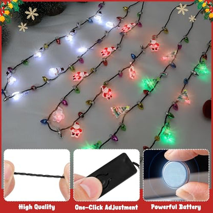 Christmas Glow Necklace 3PCS Santa Snowman Tree LED Holiday Party Accessories - Mix