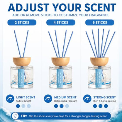 Ocean Mist Diffuser with Sticks - Blue 3.4 Fl Oz Home Fragrance