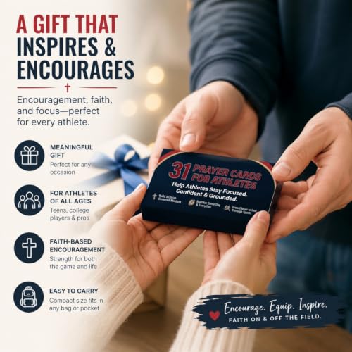 Prayer Cards for Athletes Set with Ring and Lanyard - 31 Pages on 17 Cards - Sports Prayer Support
