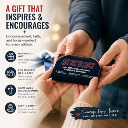 Prayer Cards for Athletes Set with Ring and Lanyard - 31 Pages on 17 Cards - Sports Prayer Support