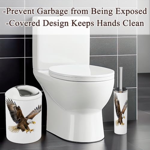 Bathroom Accessory Set 6PCS Bald Eagle Watercolor Bird White Head & Tailed - Multi4