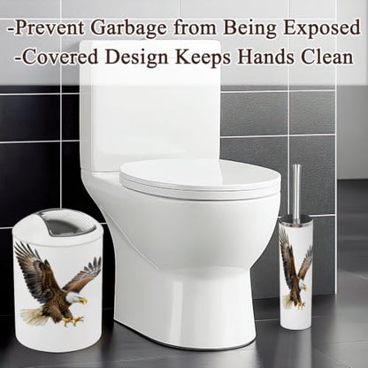 Bathroom Accessory Set 6PCS Bald Eagle Watercolor Bird White Head & Tailed - Multi4