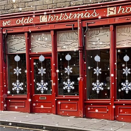 White Snowflake Christmas Window Lights Set - Battery Operated with Suction Cups