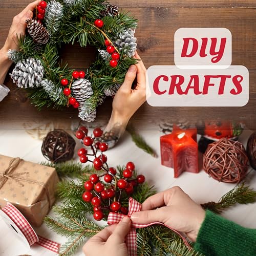 Artificial Red Berry Stems 6.5 Inch Holiday Christmas Decorations - 30 Pack