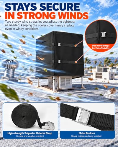 Down Draft Evaporative Cooler Cover 34W x 34D x 36H Black - Roof Swamp Cooler Protection