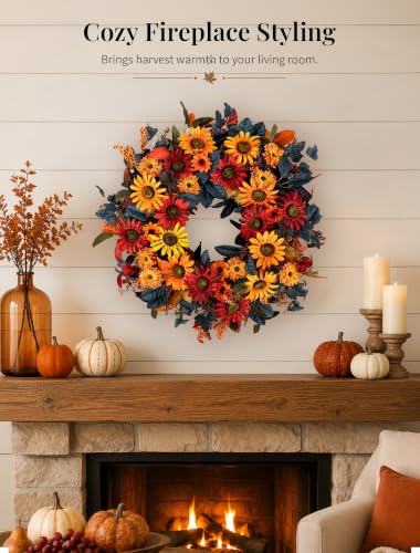 NUPTIO Fall Wreath for Front Door 26 Inch Sunflower Autumn Decor - Variation of THIS listing