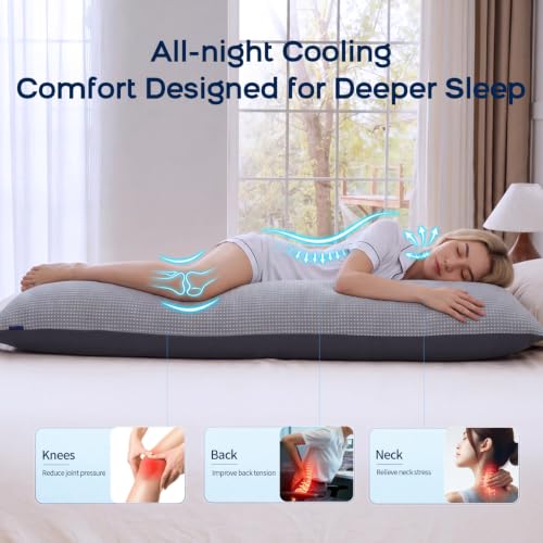 KISSKI Full Body Pillow for Side Sleepers - Memory Foam Long Pillow Gray Dark Gray