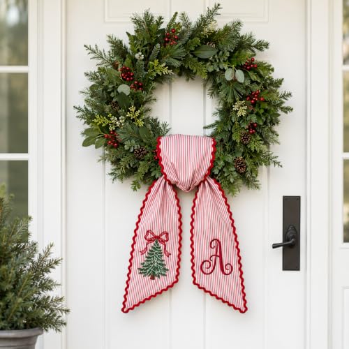 Multicolor Personalized Christmas Wreath Sash with Monogram & Embroidery