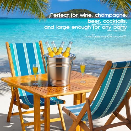 Meekoo 8.4QT Stainless Steel Champagne Bucket with Handle - Silver Barware