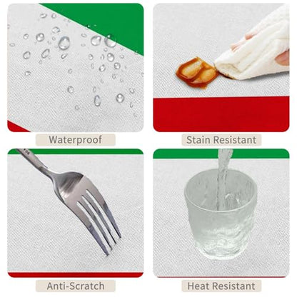 Italian Flag Tablecloth 70x120 Inches Red White Green Fabric for Italian Theme Party