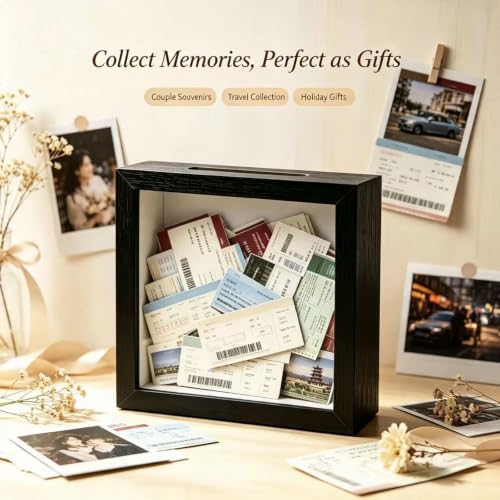 Square Shadow Box Display Frame with Slot - 5x5 Black