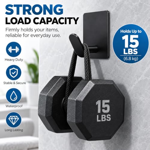 Heavy Duty Stainless Steel Wall Hooks 4 Pack - Self Adhesive Bathroom Kitchen Coat Towel Hangers