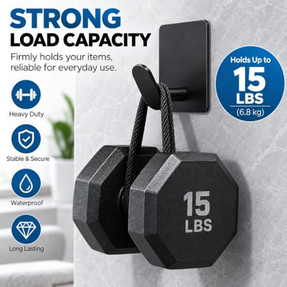 Heavy Duty Stainless Steel Wall Hooks 4 Pack - Self Adhesive Bathroom Kitchen Coat Towel Hangers