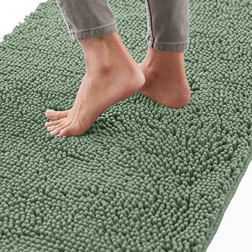 GORILLA GRIP Bath Rug Mat 70x24, Soft Absorbent Chenille, Quick Dry Microfiber Mats, Rubber Backing Washable Shower Floor Rugs, Bathmat Runner, US Designed Bathroom Home Decor Accessories Sage Green
