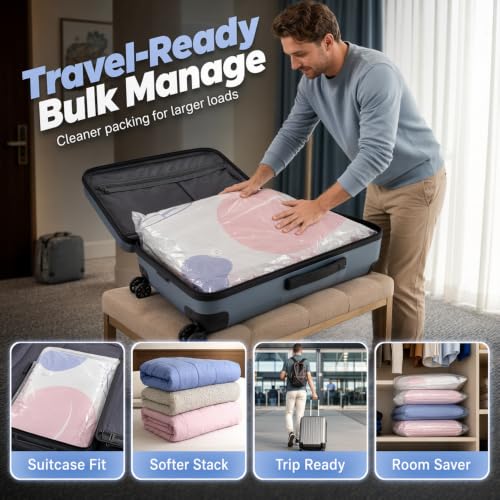 Large No-Pump Vacuum Storage Bags - 31.5x39.4in Compression Organizer for Clothes & Comforters (2 Pack)