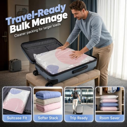 Large No-Pump Vacuum Storage Bags - 31.5x39.4in Compression Organizer for Clothes & Comforters (2 Pack)