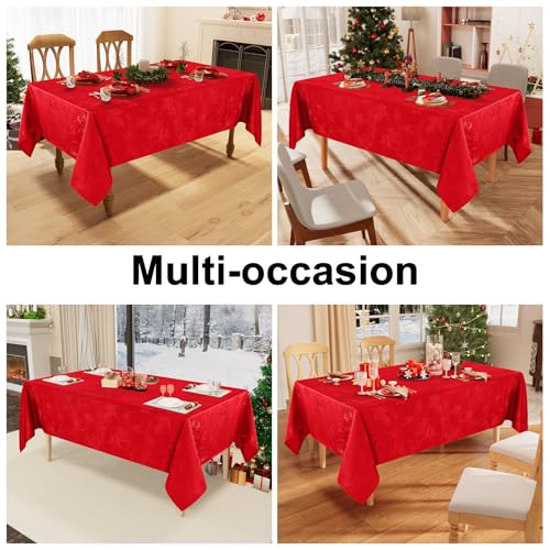 Christmas Jacquard Table Cloth 52x70 Inch Waterproof Dining Decor
