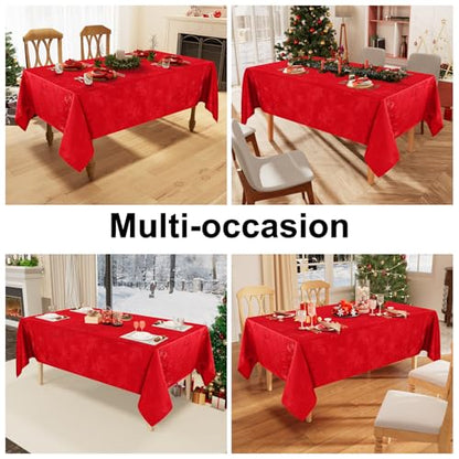 Christmas Jacquard Table Cloth 52x70 Inch Waterproof Dining Decor