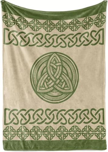 Vintage Totem Irish Blessing Blanket - Shamrock Gift for Women Men, 60x80 Inches