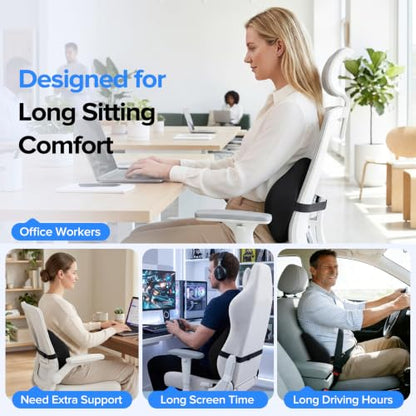Lumbar Support Pillow for Office Chair - Lower Back Pressure Relief, Black