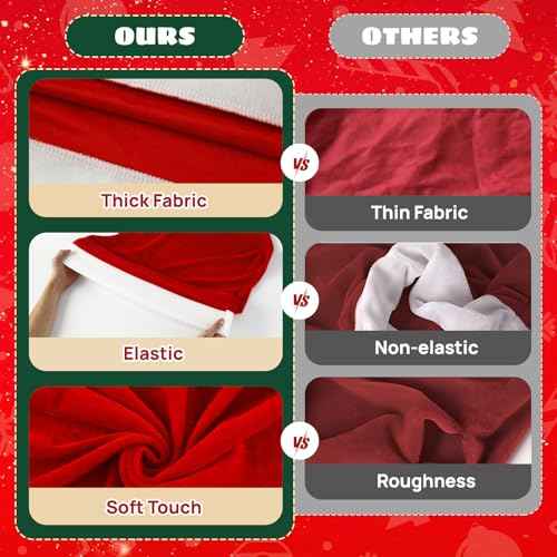 Christmas Chair Cover, Santa Hat Chair Covers with 4Pcs Silverware Holders Santa Chair Back Cover for Christmas Dinner Table Holiday Party Decoration