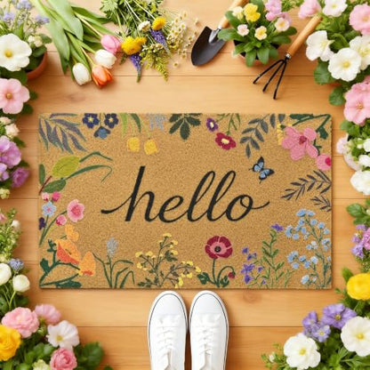 Multi Floral Front Door Mat 17x29 Inches Non-Slip Welcome Doormat