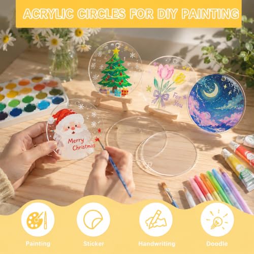 3 Inch Acrylic Keychain Blanks - Clear Round Discs with Hole - Pack of 30
