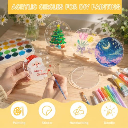 3 Inch Acrylic Keychain Blanks - Clear Round Discs with Hole - Pack of 30