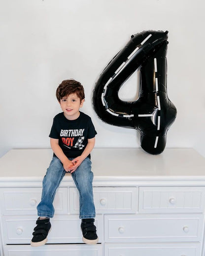 Race Car 4 Balloon - 40 Inch Number Balloon for 4th Birthday Party Decorations