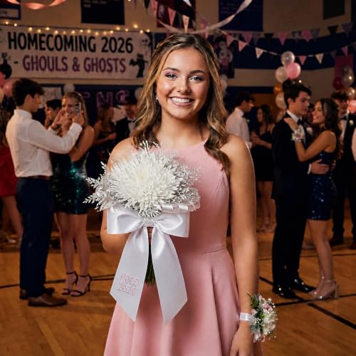 Pink Homecoming Mum Supplies 2026 HOCO Sash & Large Bow Ribbon Set