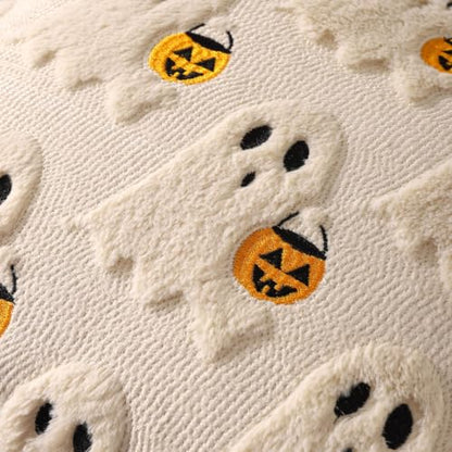 Beige Ghost Halloween Pillow Covers 18x18 Set of 2 - Cute Ghost Decor