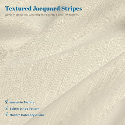 2-in-1 Waterproof Textured Fabric Shower Curtain - Cream, 72x72 Inches, Pack of 1