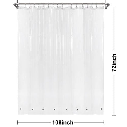 Barossa Design Extra Wide Shower Curtain Liner 108" x 72" with 8 Magnets - Waterproof PEVA Around Shower Liner for Bathroom, PVC Free, Metal Grommets - Clear, 108X72