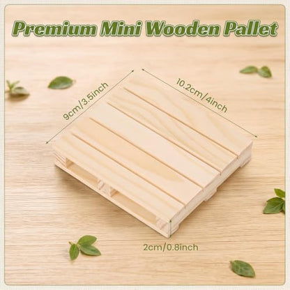 Mini Wooden Pallet Coaster Set with Storage Box - Rustic Farmhouse Decor