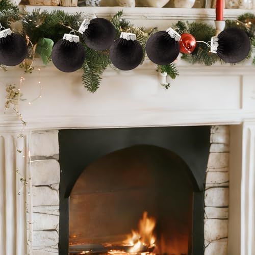 Black Velvet Christmas Ornaments Set - 30 Pcs 2.36 Inch Holiday Decor