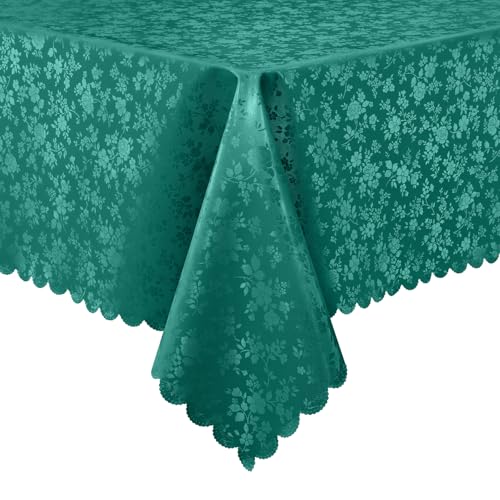 Heavy Duty Waterproof Vinyl Tablecloth 60 x 84 Inch - Christmas Green, Rectangular