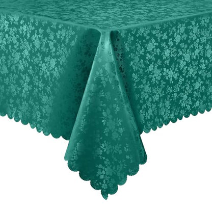 Heavy Duty Waterproof Vinyl Tablecloth 60 x 84 Inch - Christmas Green, Rectangular