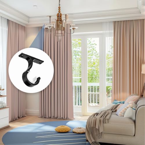 4 Pack Ceiling Curtain Rod Brackets Black Adjustable Mounting Hardware