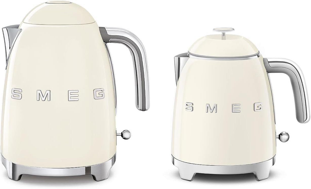 SMEG Mini 50's Retro Electric Kettle - 3 Cup Capacity, Double Wall Design, Cream Color