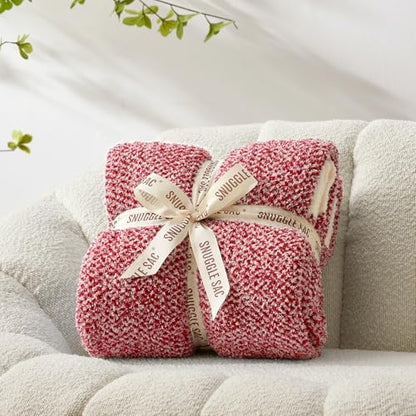 Heather Red Throw Blanket for Couch and Bed - Super Soft Cozy Knit Fuzzy Plush 50x60 Inches