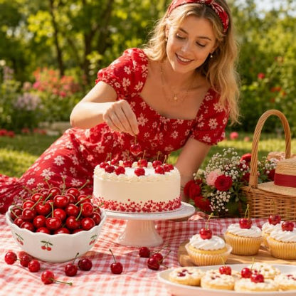60 Red Artificial Cherry Foam Fruit Decor for Cakes & Crafts