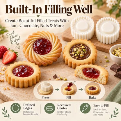 2PCS Cookie Press with Sunflower & Lace Patterns, Double-Sided Mooncake Mold, Food-Safe ABS, Beginner Friendly