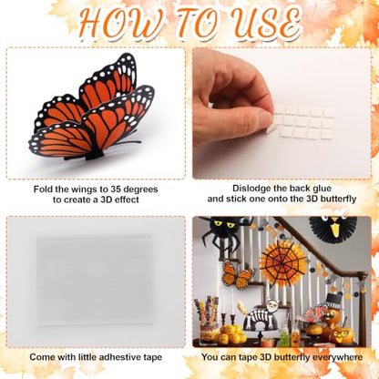 Dia De Los Muertos Monarch Butterfly Wall Decorations - Set of 12
