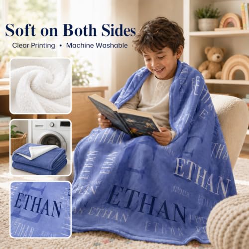 Personalized Name Blanket for Kids - Soft Flannel Custom Gift in Multiple Sizes