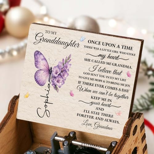 Personalized Granddaughter Music Box with Birth Flower & Heartfelt Message