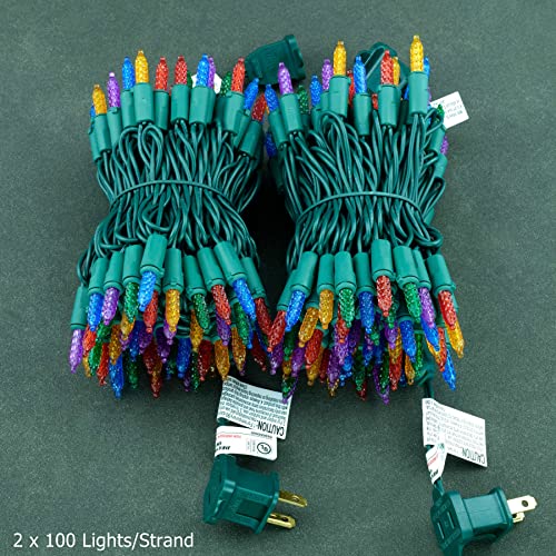 YULETIME Multicolor Christmas String Lights - 200 Faceted LED, 25 ft, 2-Set
